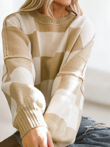 Restocked Check Me Out Sweater: Tan Mix