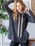 Leopard Accent Hoodie: Charcoal
