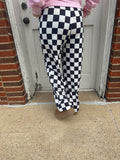 Checkered Loose Pants: Black/White