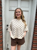 Dot Your Average Sweater Top: Ecru