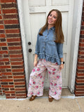 Vintage Floral Pants: Oatmeal