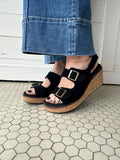 My 2 Cents Wedges: Black Faux Suede