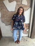 Best in Bloom Top PLUS: Navy