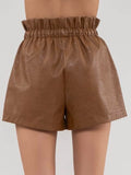 Faux Leather Shorts: Camel