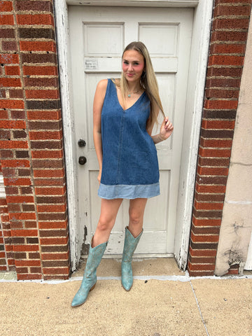 Dallying Denim Dress: Medium Indigo Large