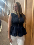 The Boss Lady Blouse: Navy