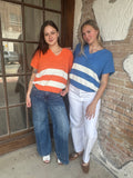 Varsity Sweater Top: Orange/White