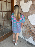 Striped Just Right Oversized Tee Dress: Pink/Green