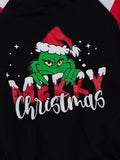 Merry Christmas Grinch Romper: Black Mix