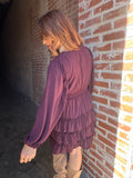 Must Be Magic Ruffle Dress: Mulberry