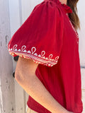 Desert Rose Embroidered Top: Red