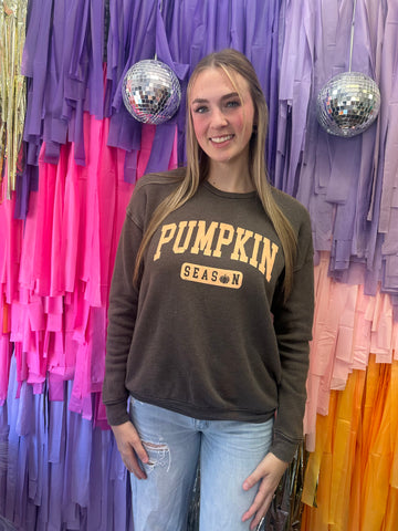 Pumpkin Season Sweatshirt: Mineral Wash Brown