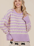 Double Take Striped Sweater: Lavender