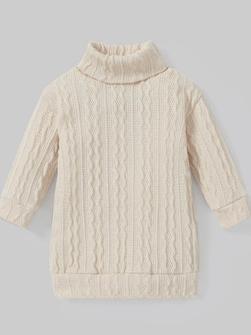 Cable Knit Sweater Dress Kids: Ivory Haute as Ice Cable Knit Sweater Dress Kids: Ivory Haute as Ice