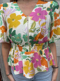 Spring Blossoms Top: Cream