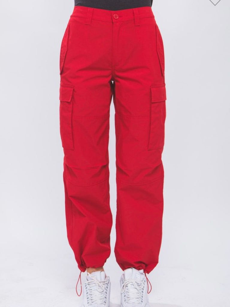 Shop Decibel Zip Pocket Cargo Pants FW22B260-RED red