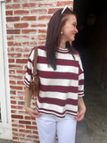 Gameday Striped Top: Maroon/Whitel