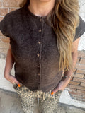 Now or Never Cardigan Top: Chocolate Brown
