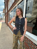Button Me Up Denim Top: Washed Black