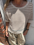 The Bottom Line Knit Top: Khaki Mix