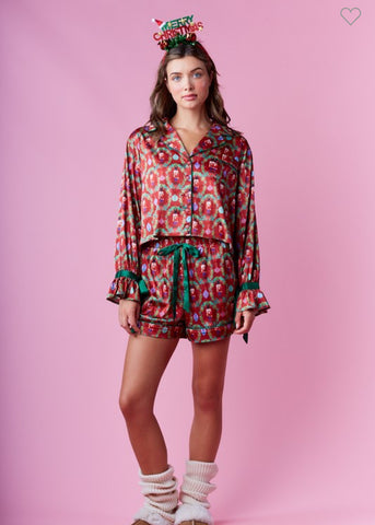 Nutty Noel Christmas Pajama Set: Burgundy