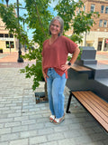 Flowy Haven Top: Red Brown