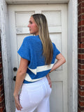 Varsity Sweater Top: Blue/White