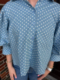 Polka Dot Days Top: Denim Blue