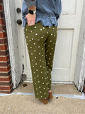 Falling for Dots Pants: Olive/ Cream