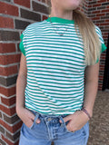 A Bit Nautical Striped Top: Apple Green