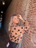 Dots of Love Pullover: Taupe/Black