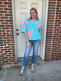 Flutter Fury Top: Lt Blue Combo
