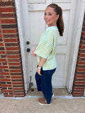 Seaside Stripe Tee: Mint/Blue