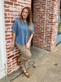 Fringe Benefits Chambray Top: Denim