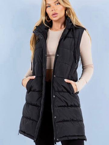 Cozy with You Puffer Vest: Black