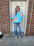 Flutter Fury Top: Lt Blue Combo