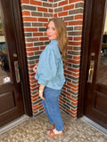 Polka Dot Days Top: Denim Blue