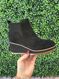 Apple Sauced Wedge Booties: Black