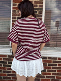 Staple Stripes Top: Burgundy