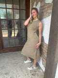No Plans Needed Midi Dress: Khaki