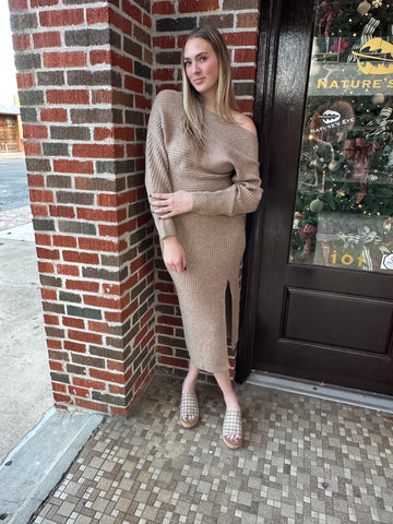 The Signature Sweater Dress: Latte Large