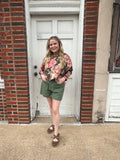 Autumn Bloom Top: Olive Multi