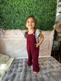 Berry Sweet Kids Jumpsuit: Burgundy