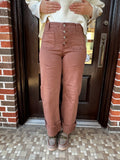 Callie Button Front Denim: Cocoa
