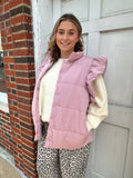 Rosé Ruffle Puffer Vest PLUS: Pink