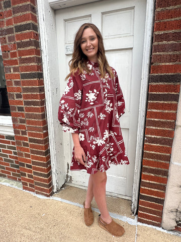 Autumn Affair Dress: Maroon