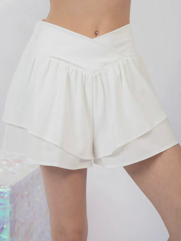 Double Layer Shorts: White