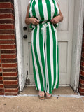 Boardwalk Breeze Pants: Green/ White