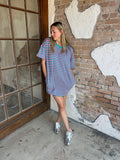 Striped Just Right Oversized Tee Dress: Pink/Green