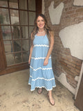 Ready In Ric Rac Dress: Blue